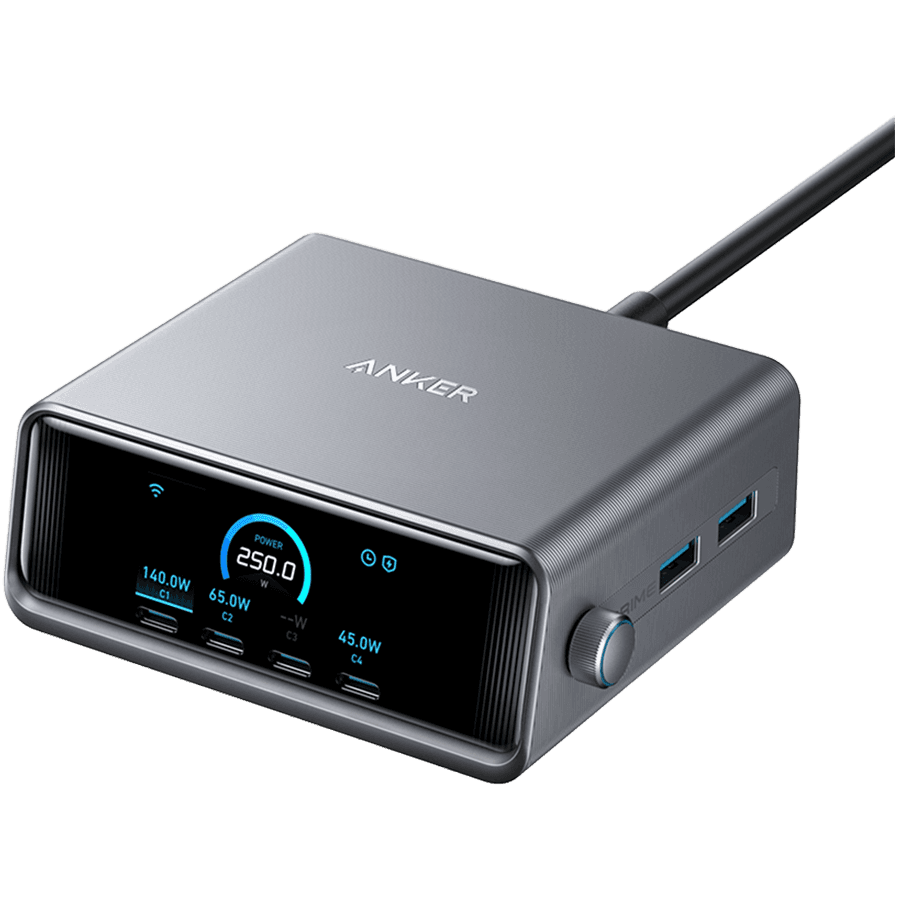 Anker Prime Charger (250W, 6 Ports, GaNPrime) Silver
