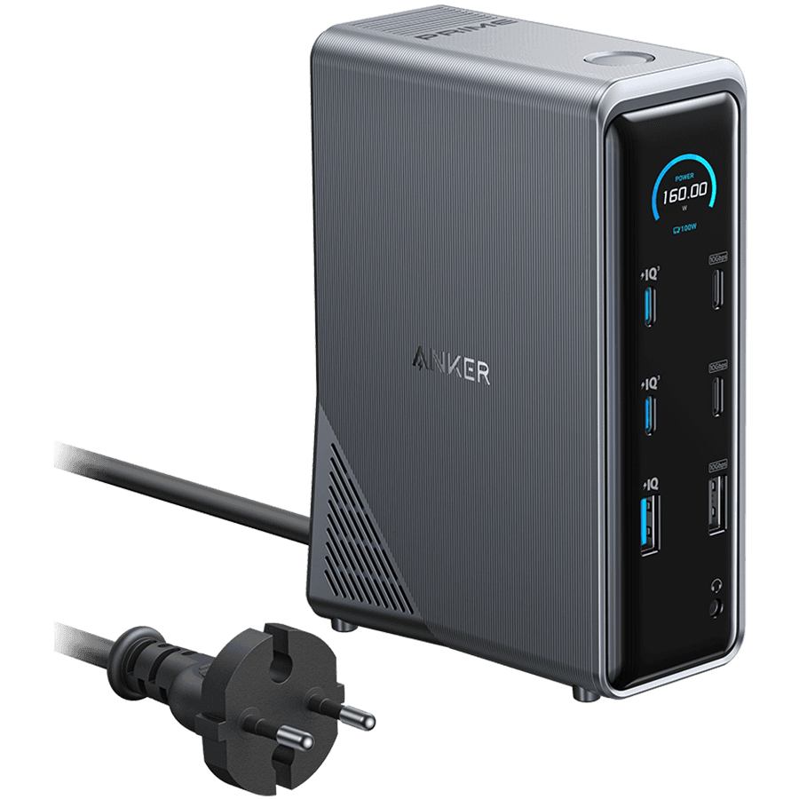 Anker Prime Charging Docking Station (14-in-1, Dual Display, 160W) Gray