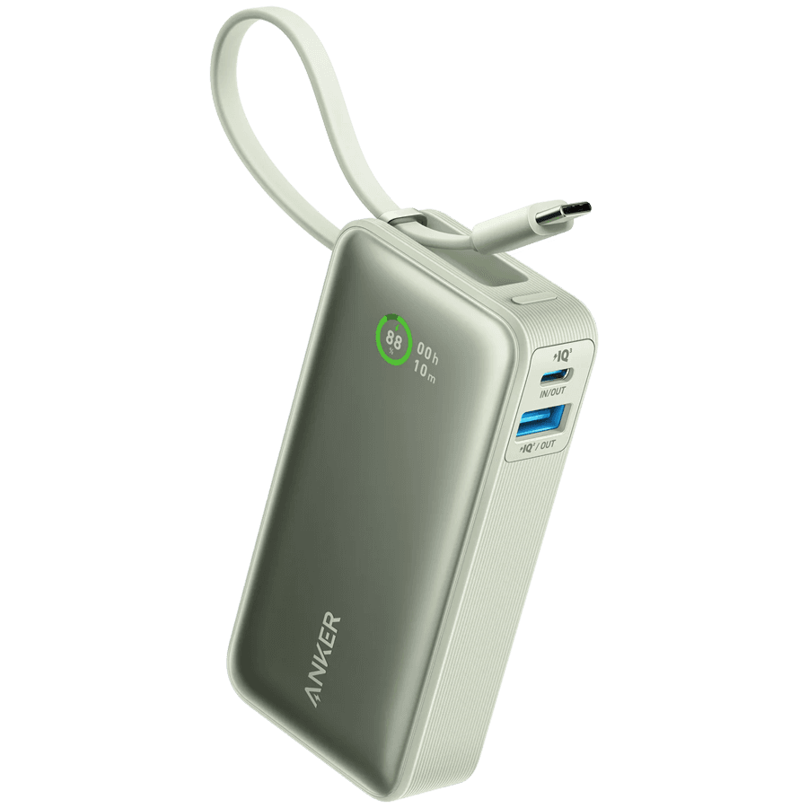 Anker Nano Power Bank (30W,Built-In USB-C Cable) Green