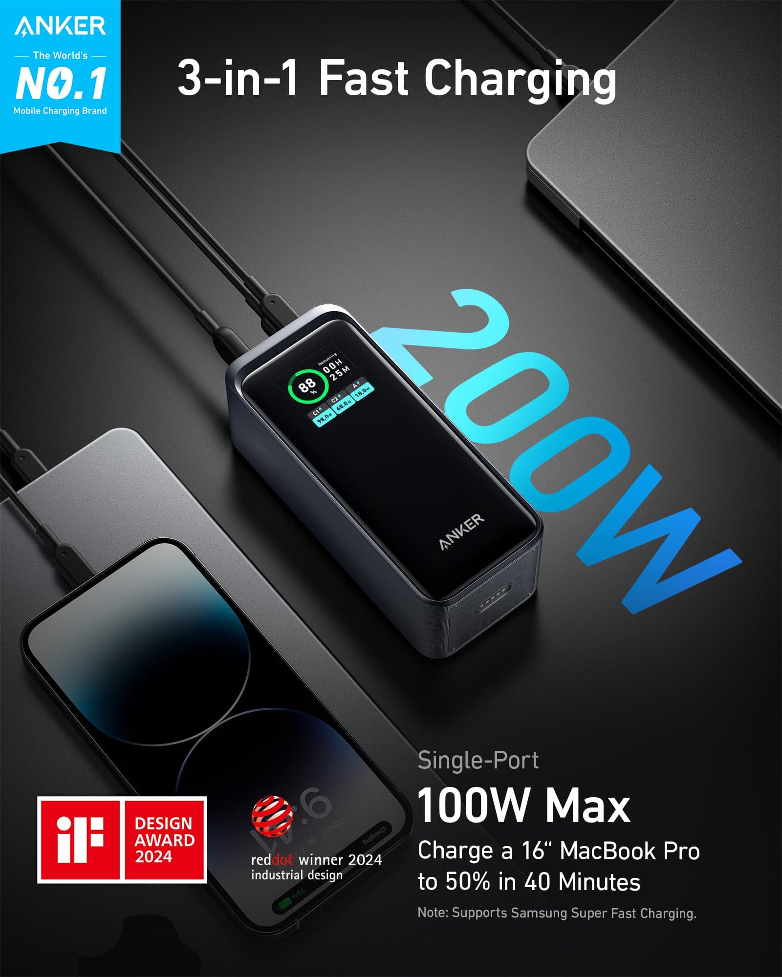 Anker Prime 20000mAh Power Bank (200W) Black - 2