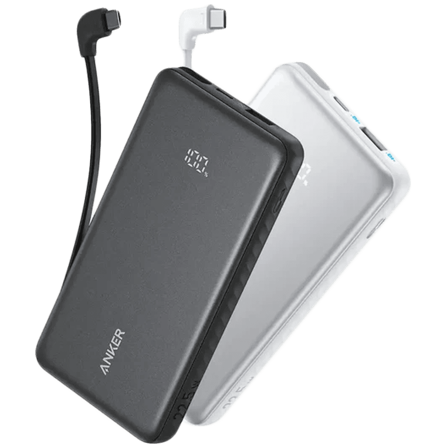 Anker Zolo Power Bank (10K, 22.5W, Built-In USB-C Cable) Black