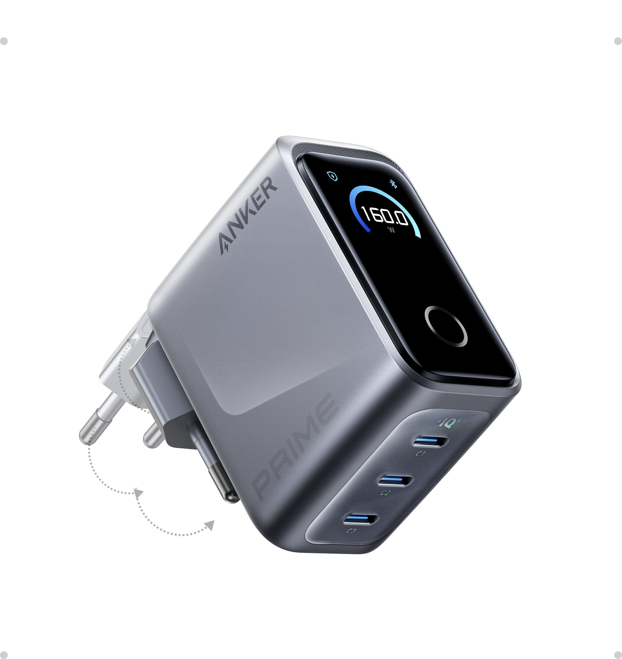 Anker Prime Charger (160W, 3 Ports, Smart Display) Silver - 3